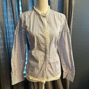 4/$20‎ Zara blue pin striped shirt lace trimmed
